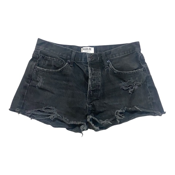AGOLDE Parker Distressed Vintage Cut Off Jeans Sz 29 100% Cotton Black - Picture 1 of 6